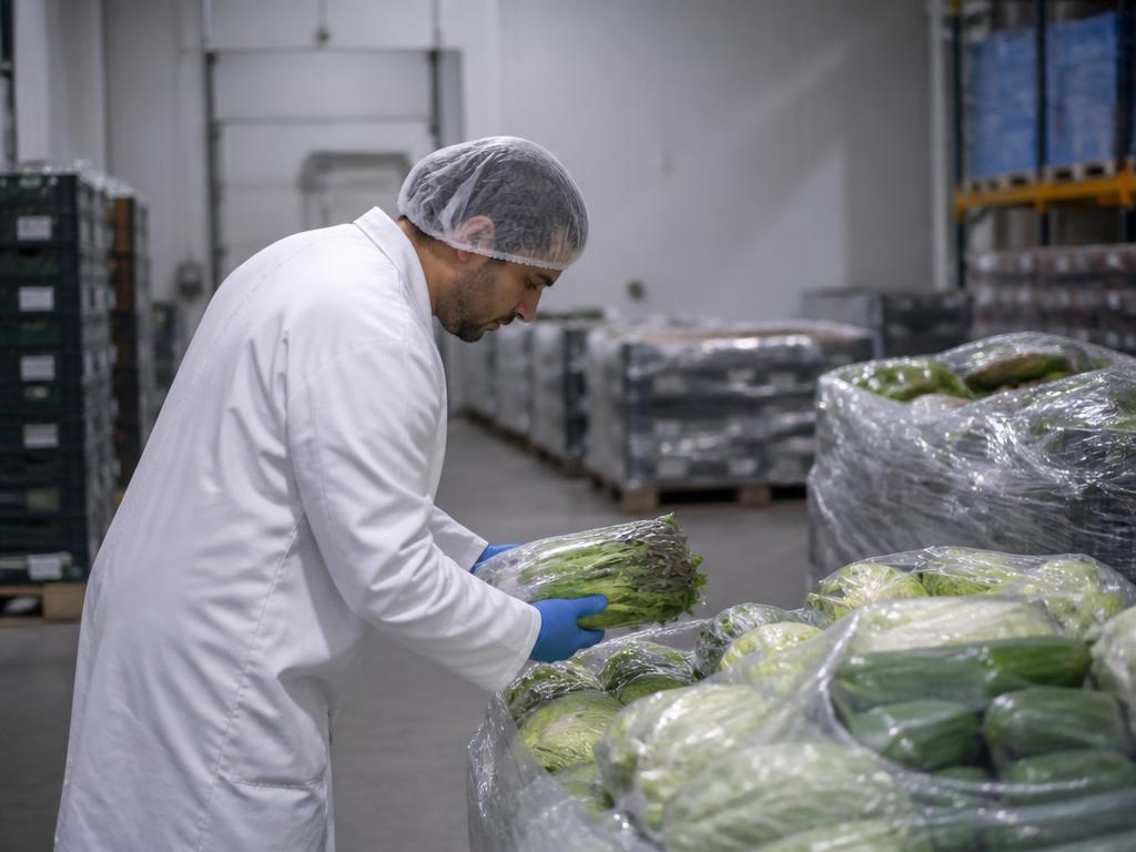 Worker checking stock in a warehouse